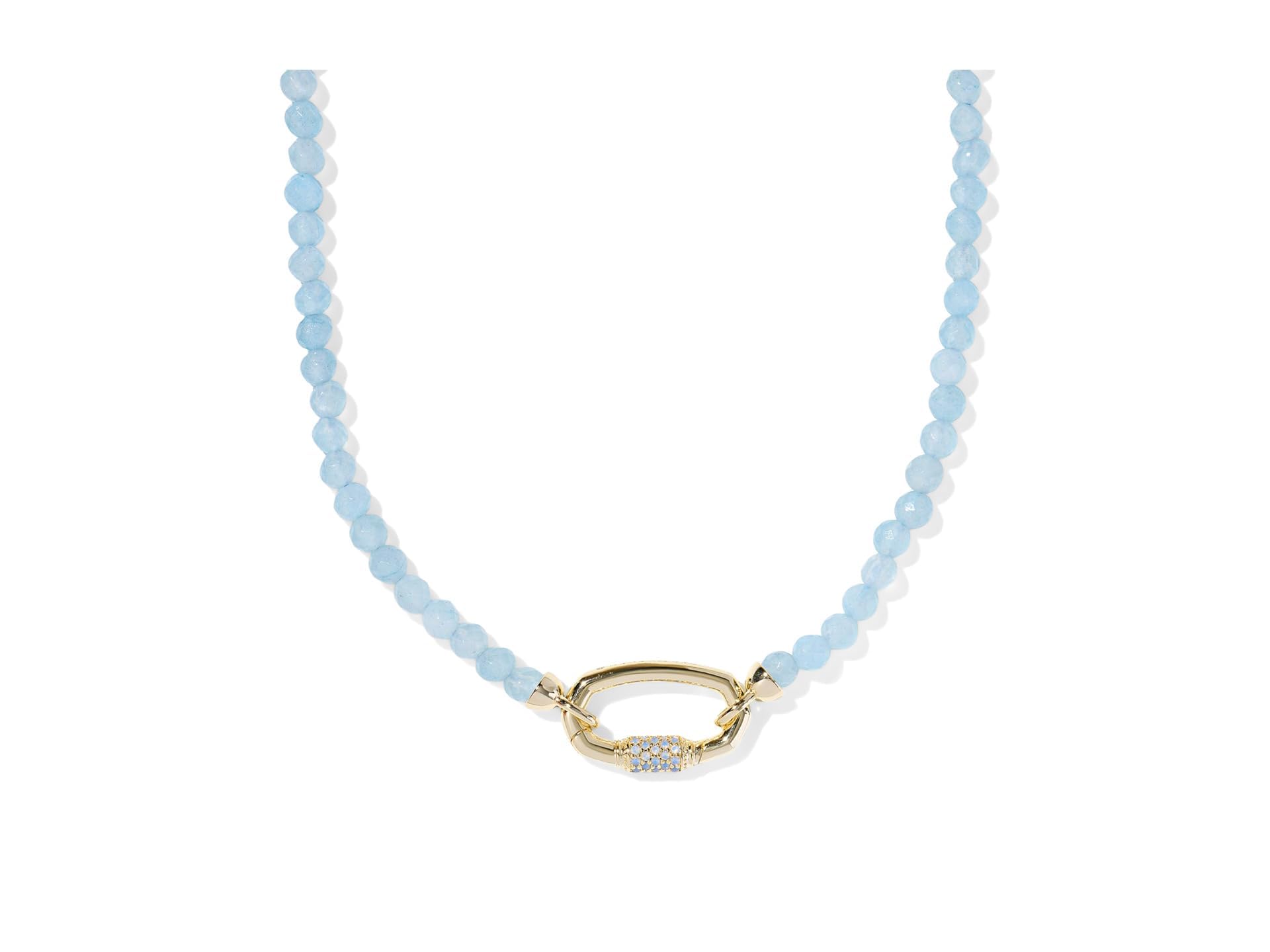 Kendra Scott, Women's, Emery Beaded Strand Necklace, Gold Lt Blue Chlcdny, One Size