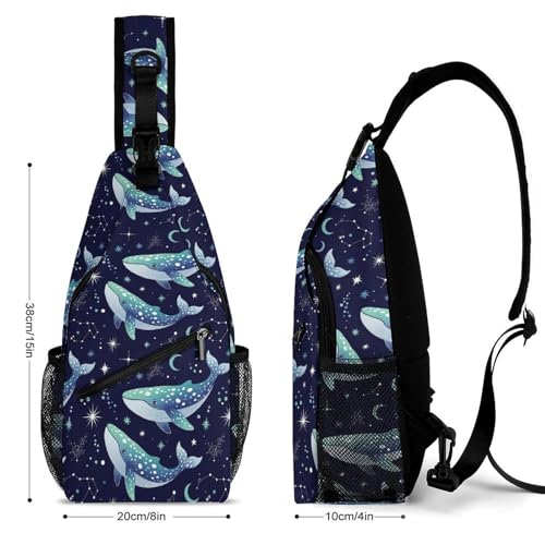 Lightweight Chest Shoulder Backpack, Chest Bag, Fashion Day Pack For Women And Men Space Whale2