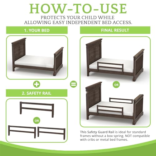 Image of CC KITS Safety Guard Rail for Baby, Kids, and Children - Solid Wood Safety Bed Rail for Toddlers - Easy Installation - Premium Protection for Bunk, Twin, Full, Queen and King Size Beds - (River Rock)