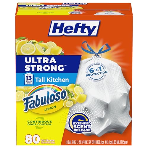 La Mejor Recopilación de Bolsas de basura Top 10. 40 Hefty Bolsas de basura ultra fuertes de 13 galones, bolsas de basura altas para cocina, tamaño de 13 galones, resistentes a fugas, pinchazos y roturas, control continuo de olor,...