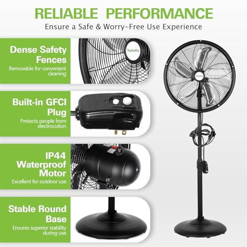 Hykolity 18 Inch Oscillating High-Velocity Outdoor Pedestal Misting Fan thumb #4