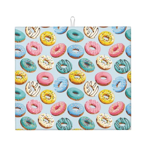 Tapete de secado de platos con estampado de donas de macarrón, tapete de secado de platos de microfibra para encimera de cocina, tapete de secado de platos súper absorbente, tapete de secado de platos