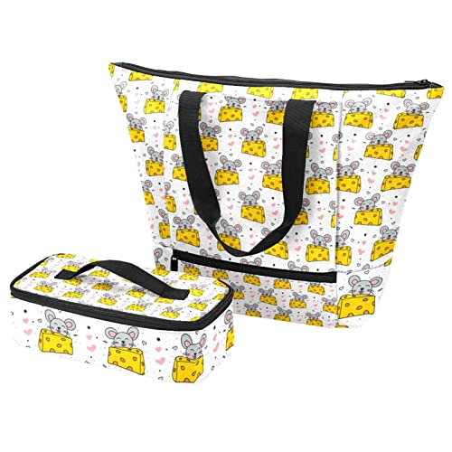 Sac fourre-tout et boîte à déjeuner isotherme avec motif souris