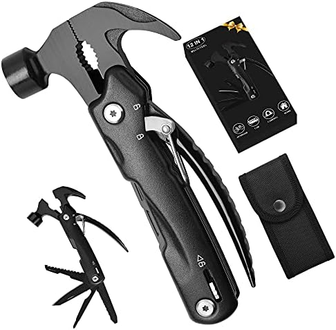 MirrorZone Multitool Camping Accessories, Multitool Hammer Camping Gear Survival Tool, Mens Gifts, Cool Gadgets, Stocking Stuffers for Men, Perfect Christmas Gifts for Men/Dad/Husband/Him (black)