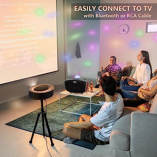 Bluetooth Karaoke Machine With 2 Wireless Microphones,Sinwe Portable Pa Speaker System With Disco Ball And Party Lights,For Adults And Kids,Wedding, Church, Picnic, Outdoor/Indoor [Orange] #TOP2