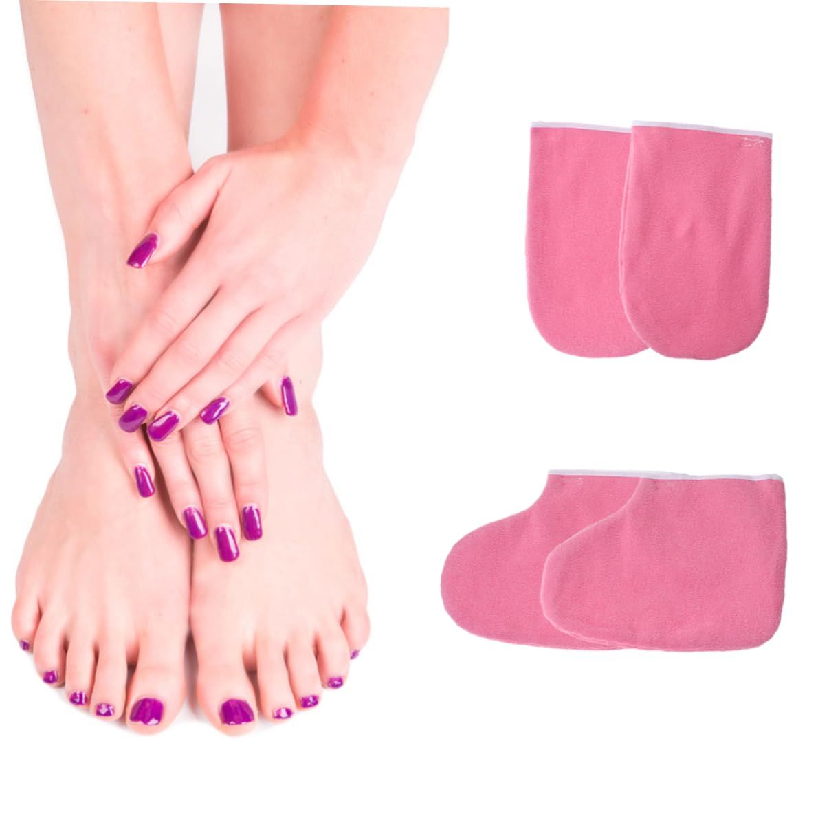 VALICLUD Pedicure Paraffin Wax Mitts Foot Covers 2 Pairs Cloth Gloves Booties for Hands Feet Beauty Care Heat Retention