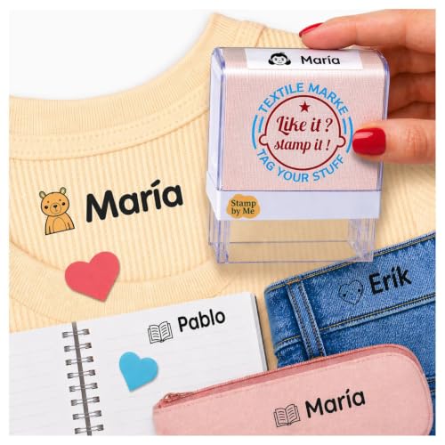Sello de Ropa para Niños Personalizado | Marcador de Nombre para Textil Infantil y Bebé | Uniformes y Objetos de Colegio y Guardería | Tinta Permanente Resistente al Agua para Lavadora y Secadora