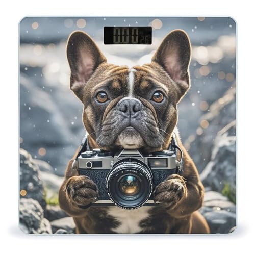 Báscula digital de baño con diseño de cachorro bulldog francés