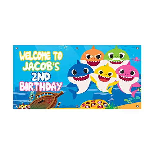 Personalized Birthday Banner for Shark Theme Party 24"x48" or 42"...