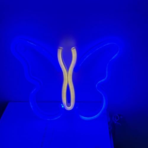 Vista 42 de Letreros de neón de mariposa que funcionan con pilas, luces LED de noche de neón, funciona con USB, decoración de pared de mariposa para decoración