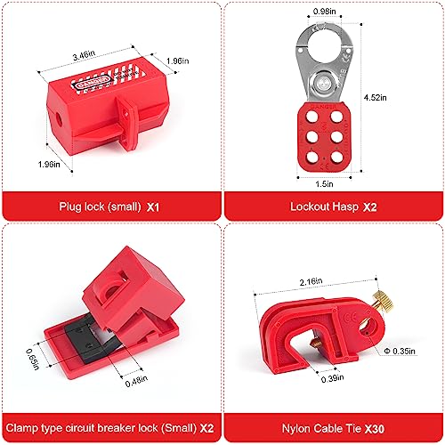 Bulangdi Lockout Tagout Kits Electrical,Lockout Tagout Station Safety Hasp Latch,Lockout Tags/Circuit Breaker,Safety Loto Locks,Nylon Ties thumb #1
