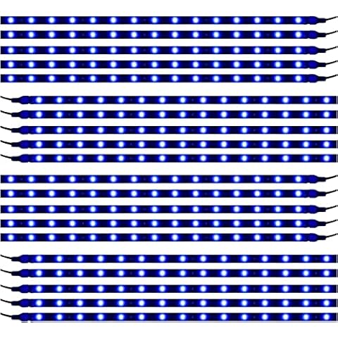 XTAUTO Blue 12v 15 Led 30cm Car Flexible Waterproof Underbody Light Strip Pack of 20 Cover