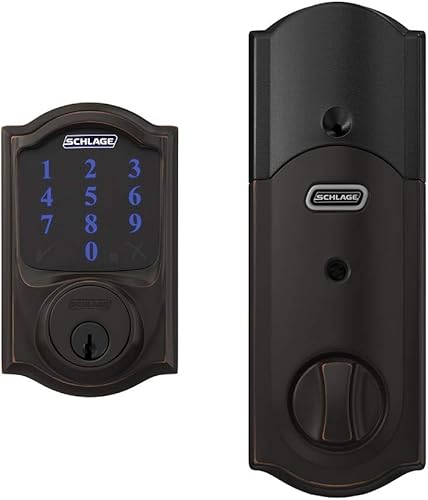 Miniatura 2 de Schlage Connect BE469ZP CAM 716 - Cerradura de seguridad inteligente con alarma incorporada, moldura Camelot en bronce envejecido