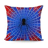 Spider Web Throw Pillow Covers for Boys Teens,18 x 18 Inch,Blue and Red Spider Design Throw Pillow Covers for Sofa Couch Home Decor Bedroom Living Room Playroom Gift for Son