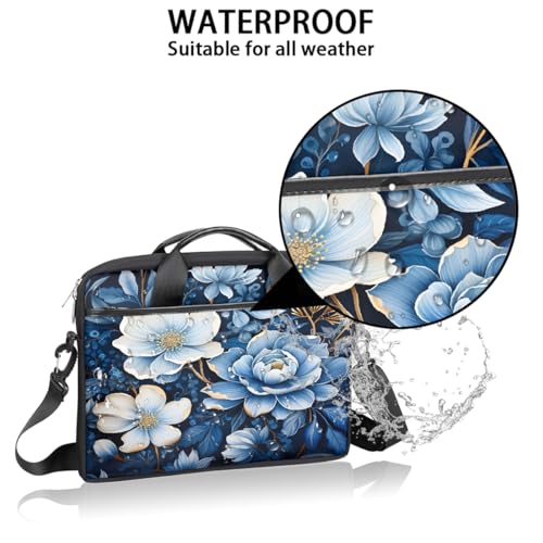 Bolsa para portátil con diseño floral azul 15 pulgadas miniatura 3