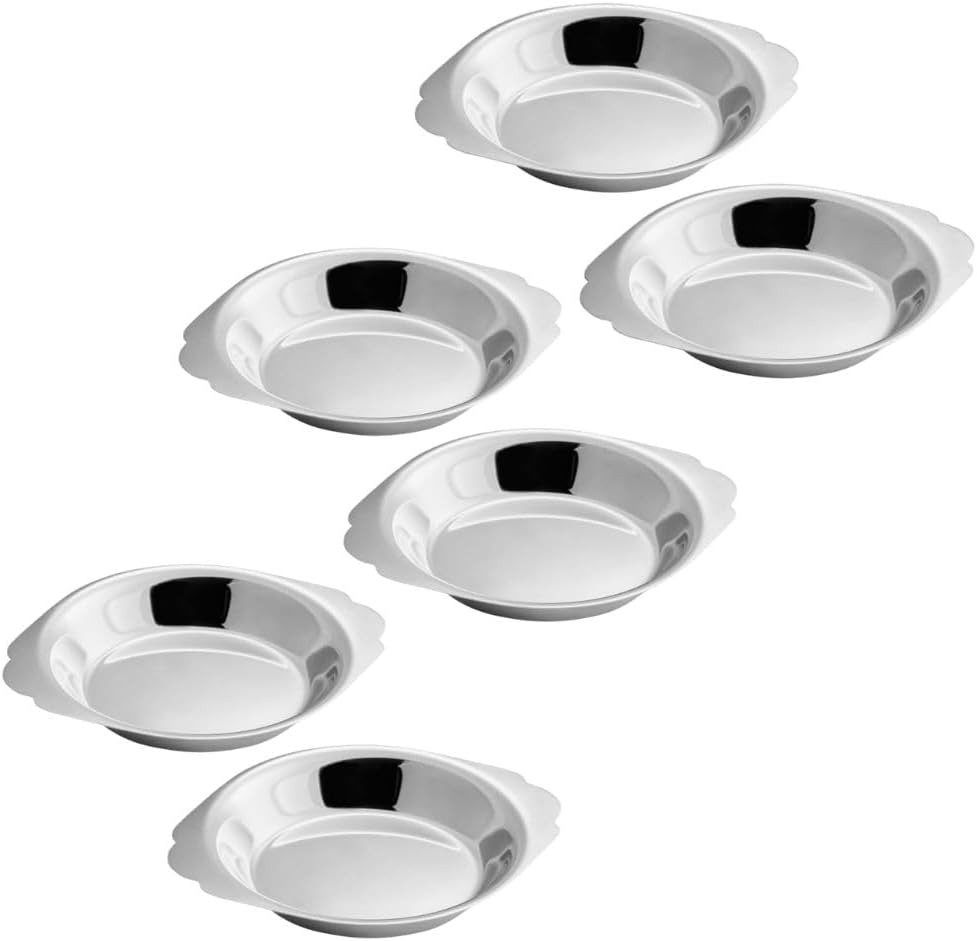 Soro Essentials- 6 oz. Stainless Steel Round Au Gratin Dish Set of 8- Serving Dish for Individual Serving Casseroles Lasagna and Cobblers Table Serving Dishes Casserole Dishes Individual Gratin Dishes
