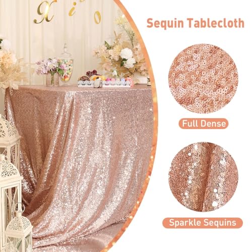 Nappe à paillettes or rose rectangulaire pour sublimer vos buffets - 5