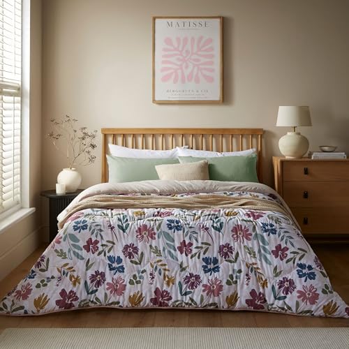 Night Lark Coverless Duvet & Pillowcase Set - Lightweight, Reversible, Hypoallergenic – Autumn Collection – All-in-One Comforter – Machine Washable (Autumn Meadow, King - 10.5 Tog)