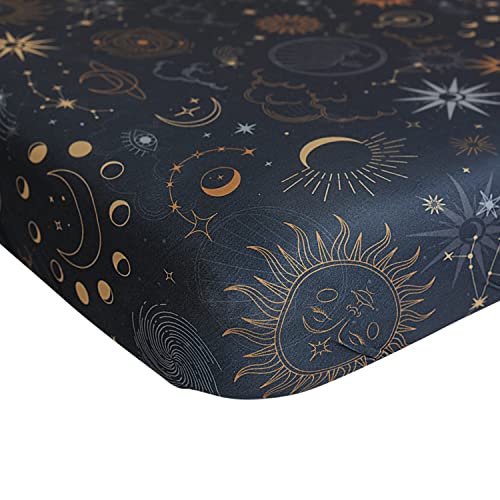 Image of Mommy o' Clock Premium Fitted Crib Sheet for Boys Girls, Toddler Mattress Crib Sheets, Soft and Breathable Fitted Sheets for Standard Crib and Mattresses, 28”x 52” x 9” (Galatic Print)