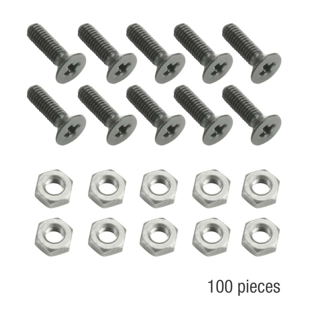 Adam Hall Hardware 5420 BLK M100 AH - Bolsa de 100 Tornillo estrella M3 x 10 negro con Tuerca para Conector Chasis XLR