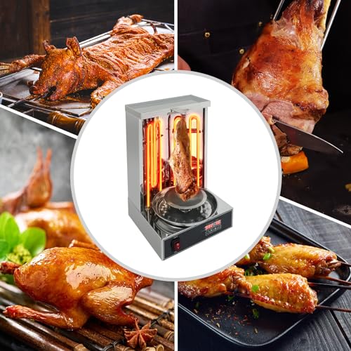 Vertikalgrill Dönergrill Hähnchengrill Gas Doner Kebab Machine Edelstahl Grill Grillmaschine 3KW Temperaturkontrolle 300℃ für Restaurant Wohnküche Haushalte – Bild 3