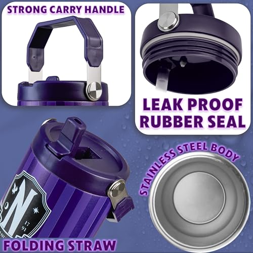 Image of Get Trend Wednesday Tumbler with Straw 30oz Girls Teens Insulated Cup with Lid Handle Travel Mug Cups with Lids for School Sports Gifts for Girls (Purple Wednesday)