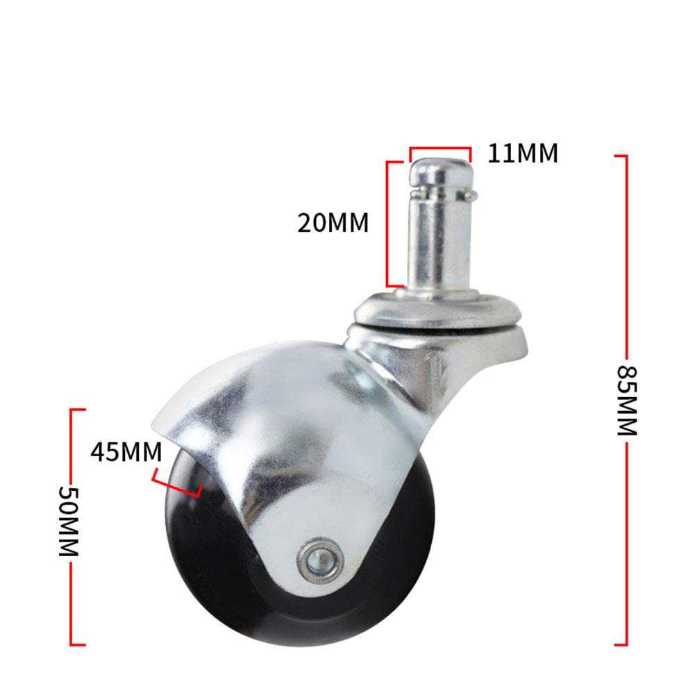 5 Ruedas giratorias de Bola de 2 Pulgadas - Ruedas silenciosas de Nailon/Caucho M11×20 mm para sillas y Muebles de Oficina - Carga Pesada de 200 kg - Ideal para Madera Dura, Laminado, alfomb