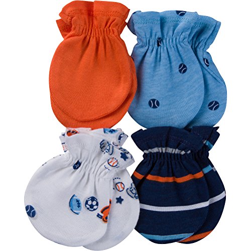 Gerber Baby Boys' 4-Pair Mittens, little athlete, 0-3 Months