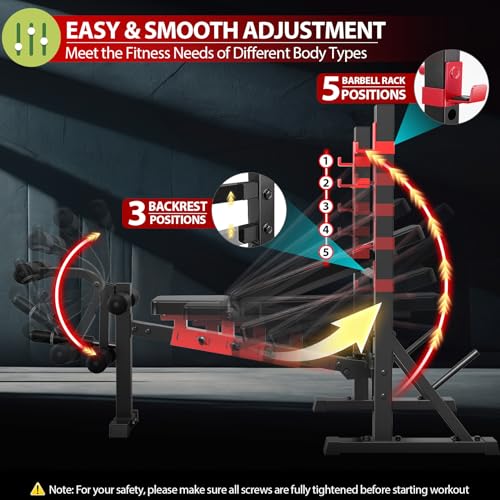 Image of OPPSDECOR Standard Weight Bench Set with Squat Rack, 900LBS Adjustable Bench Press Set with Leg Extension and Leg Curl, Foldable Flat Incline Decline Workout Bench for Home Gym Full Body Training