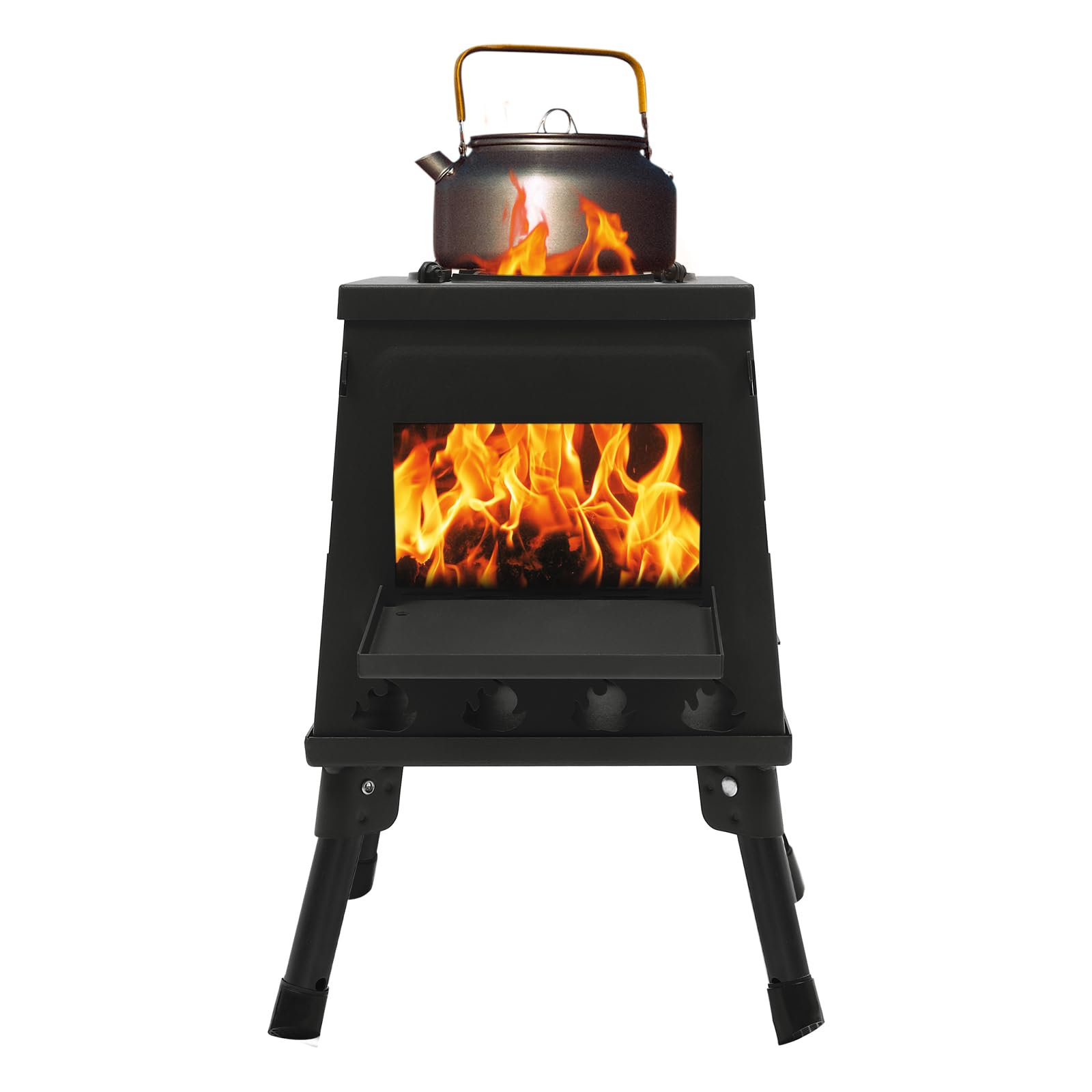 Estufa de madera portátil para camping, estufa de camping, estufa de camping, estufa para 3 – 5 personas, calefacción para tienda de campaña, color negro