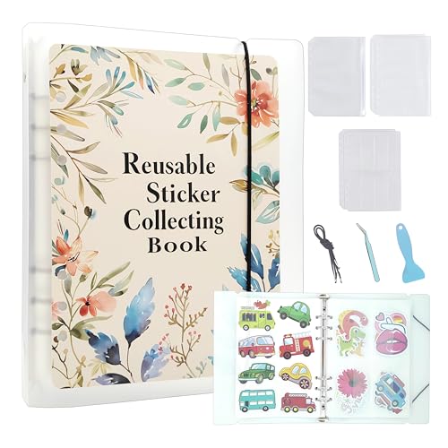 Smilange シール帳 女の子 シール帳はがせる両面剥離紙 バインダータイプ 大容量ステッカー保管ファイル シールノートコレクション 80枚入り (B5, 花と植物)