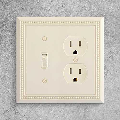 Image of Henne Bery Sunken Pearls Heavy Duty Decorative Wall Plate Switch Plate Outlet Cover, Durable Solid Zinc Alloy (Toggle /Duplex, Light Almond)