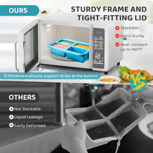 Image of Supvox 4-Grid Ice Cube Tray Large Frozen Soup Cube Mold with Lid Food-Grade Silicone Mold Tray for Miso Soup Cubes, Curry Cubes, Yogurt Frozen Cubes Multi Purpose Silicone Mold Tray
