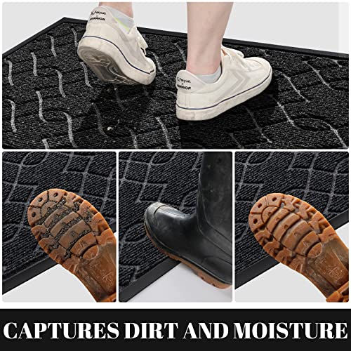 Yimobra Durable Front Door Mats, Heavy Duty Water Absorbent Mud Resistant Easy Clean Entry Outdoor Indoor Rugs,Non Slip Backing, Exterior Mats For Outside Patio Porch Farmhouse, 29.5 X 17, Black #TOP3