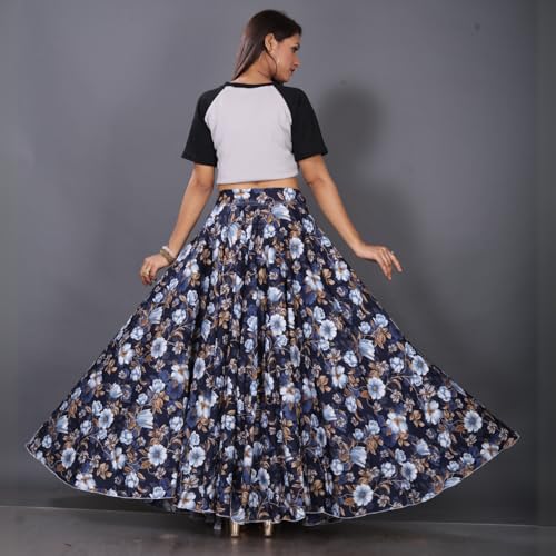 Image of JYESHTA Women's American Crepe Flared A Line Stitched Long Skirt with 12 Mtr Flare 40 in Height | Skirts for Women Long Length | Long Skirts for Girls