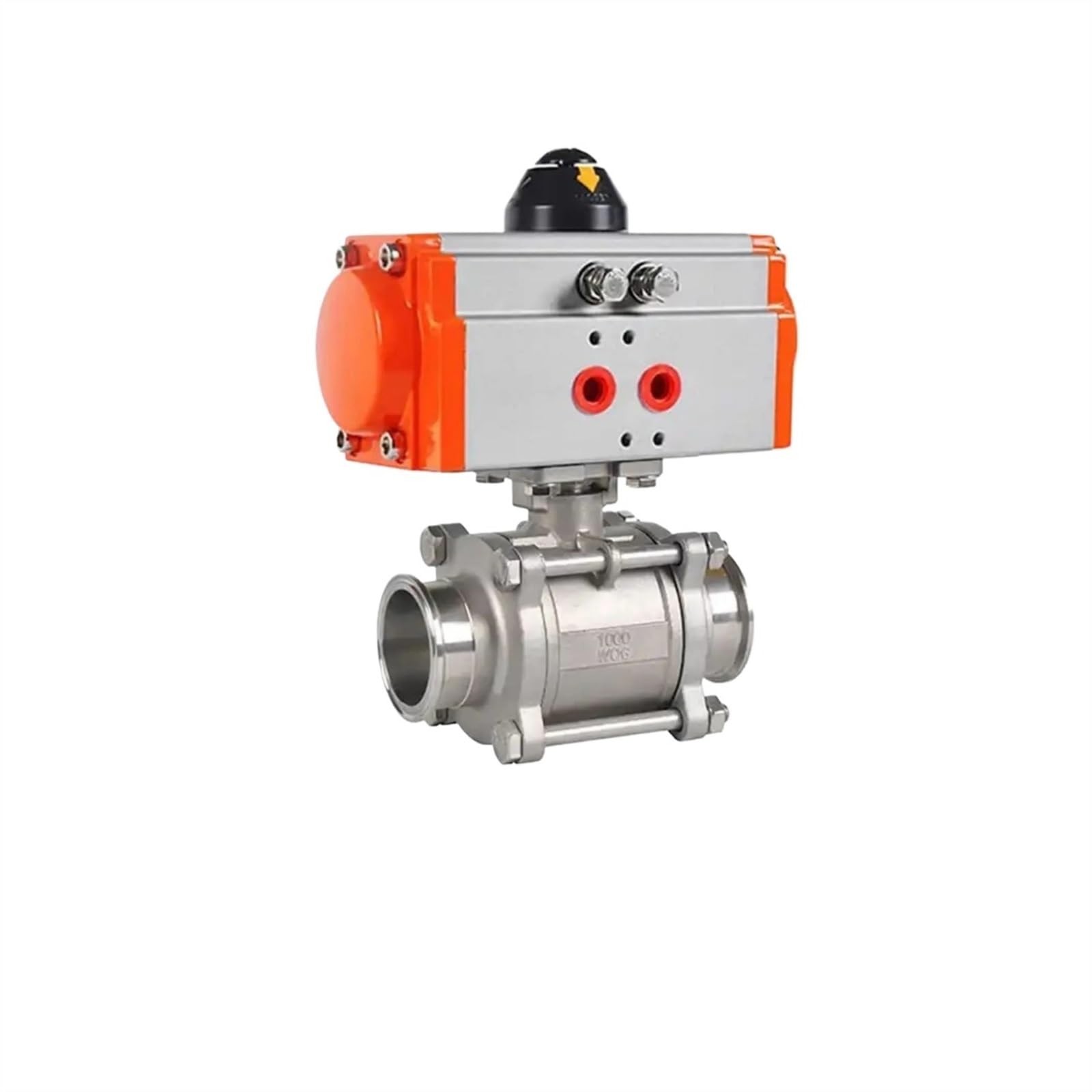 Uzkohhlgk Dn100 304 Stainless Steel Ball Valve Three Piece Tri Clamp Type With Double Acting Cylinder Pneumatic Ball Valve