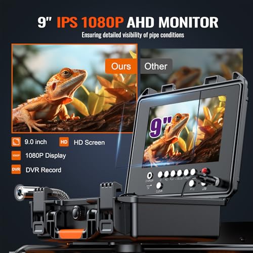 Cámara portátil para alcantarillado de 9'' con sonda de 512Hz - DVR 32GB - 300 pies/91.5 m miniatura 4