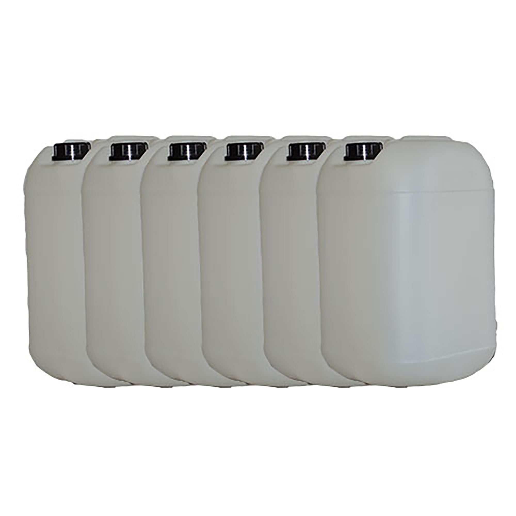 Itp Packaging Transparent 6 X 25 Litre Square Round Jerry Can With Tamper Evident Cap Water Storage For Camping And Caravanning