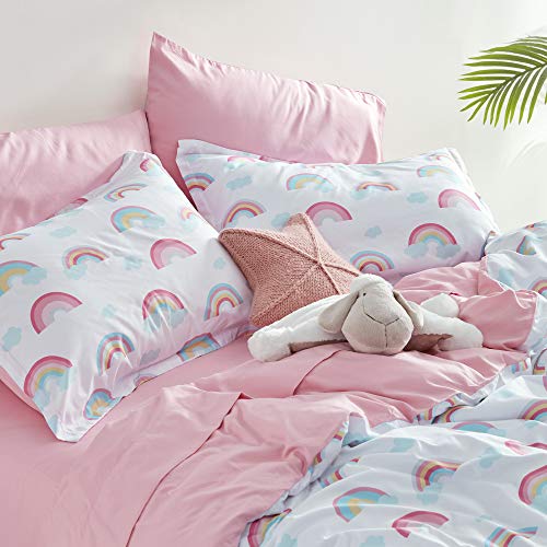 Sleep Zone Cute Printed Kids Duvet Cover Set Twin Size 2 Pieces - Super Soft Comforter Cover With 1 Pillow Sham, Easy Care Zipper Closure ( Rainbow, Twin) #TOP2