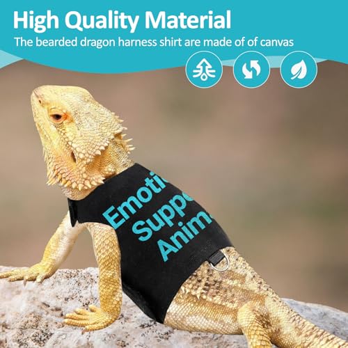 Image of Bearded Dragon Lizards Clothes with Leash Set - Cute Lizard Reptile Small Animal Adjustable Harness Clothes for Walking Outdoor Security Costume Photo Prop(Blue