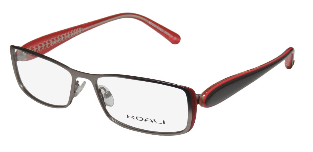Koali 7185k For Ladies/Women Designer Full-Rim Shape Beautiful Genuine Plastic Arms Eyeglasses/Eye Glasses (54-16-130, Taupe/Red/Brown)