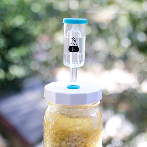 Fermentology Sauer System Mason Jar Fermentation Airlock Lid Kit - Includes Tough Tops Plastic Mason Jar Lids, 3-Piece Airlocks, Silicone Grommets, Gaskets and Stoppers - WIDE MOUTH - 8 PACK