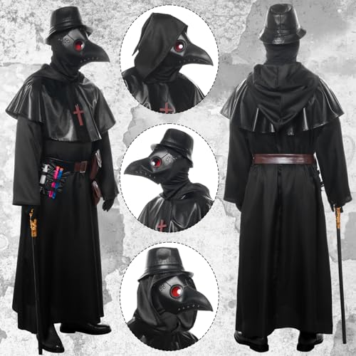 Costume médecin de la peste complet avec accessoires pour masquer totalement son visage