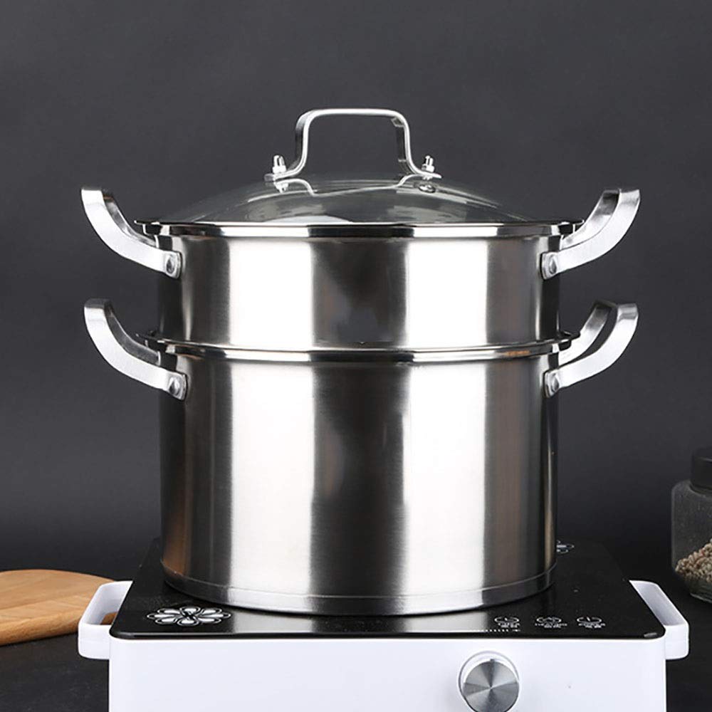 Amazon | 蒸気鍋 2層ステンレス鋼スチーマー炊飯器ポットスープ鍋