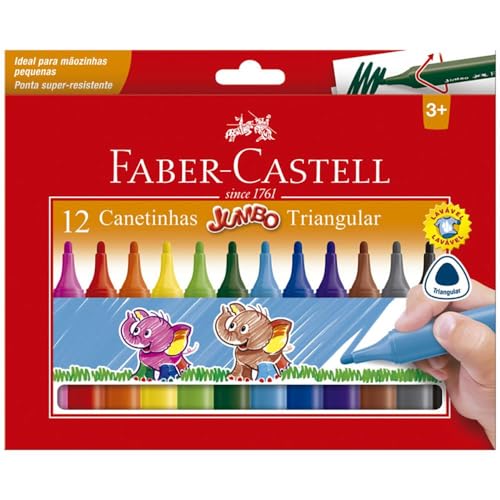 Canetinha Hidrográfica, Faber-Castell, Jumbo, 15.0212J, 12 Cores