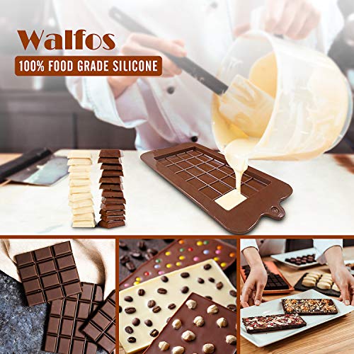 image for Walfos Break-Apart Chocolate Molds, Non-Stick Silicone Chocolate Bar M