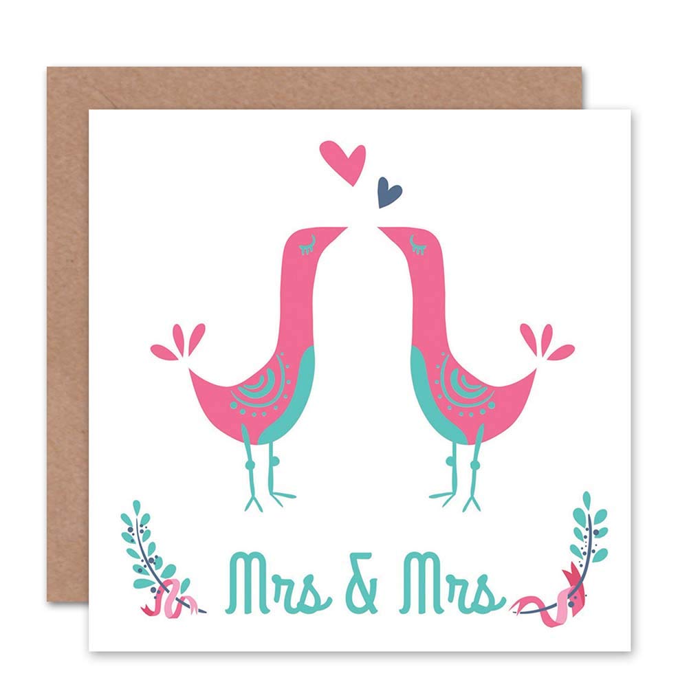 Wee Blue Coo CARD GREETING SAME SEX MARRIAGE BIRDS KISS LOVE GAY