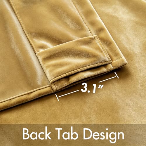 Image of MIULEE Velvet Curtains 52x108 inches 2 Panels Gold Blackout Curtains | Luxury, Bedroom Living Room, Thermal Insulated, Super Soft Window Drapes, Rod Pocket & Back Tab