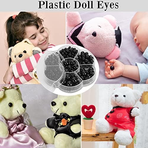 612Pcs Plastic Domed Doll Eyes Black Animal Safety Doll Eyes DIY Artificial Sewing Crafting Eyes for Doll Teddy Bear