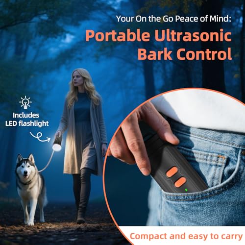 Image of Ultrasonic Anti Barking Device for Dogs - LED Light, Compact & Portable Bark Deterrent Device for Indoor /Outdoor Use, Effective for Your Dog and Neighbor's Dog Bark Control (Brown)